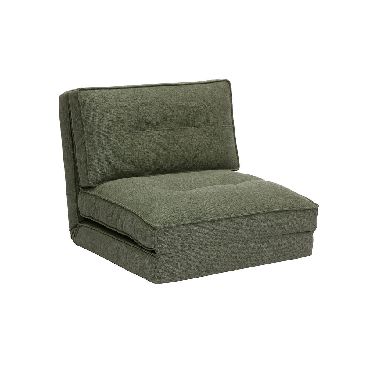 Chauffeuse 1 place convertible en tissu vert kaki SALLY