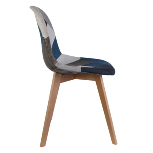 Chaise Patchwork Bleu Gris - Lot De 2