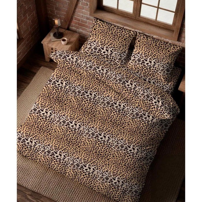 Parure Copripiumino Maculato per letto singolo in 100% Cotone e Made in Italy, moderno animalier