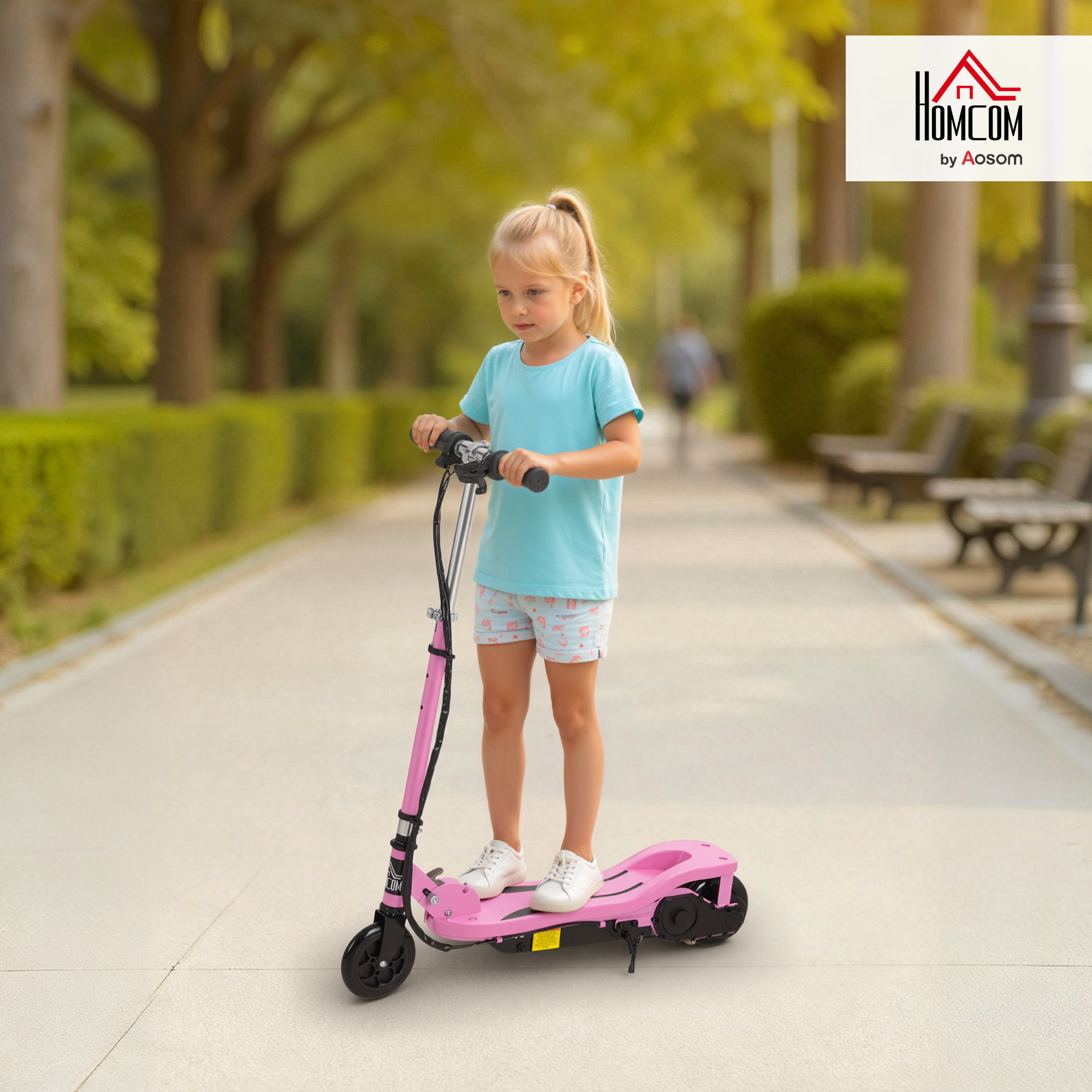 Trottinette électrique pliable enfant 7-14 ans - hauteur réglable - 120W 24V max. 12 Km/h - métal PP rose noir