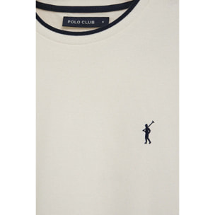 Maglietta ecrù in tessuto piquet con logo Rigby Go