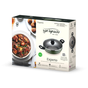 Cacerola baja con tapa ø28x8 cm en aluminio prensado, antiadherente, ideal para cocina diaria expert san ignacio