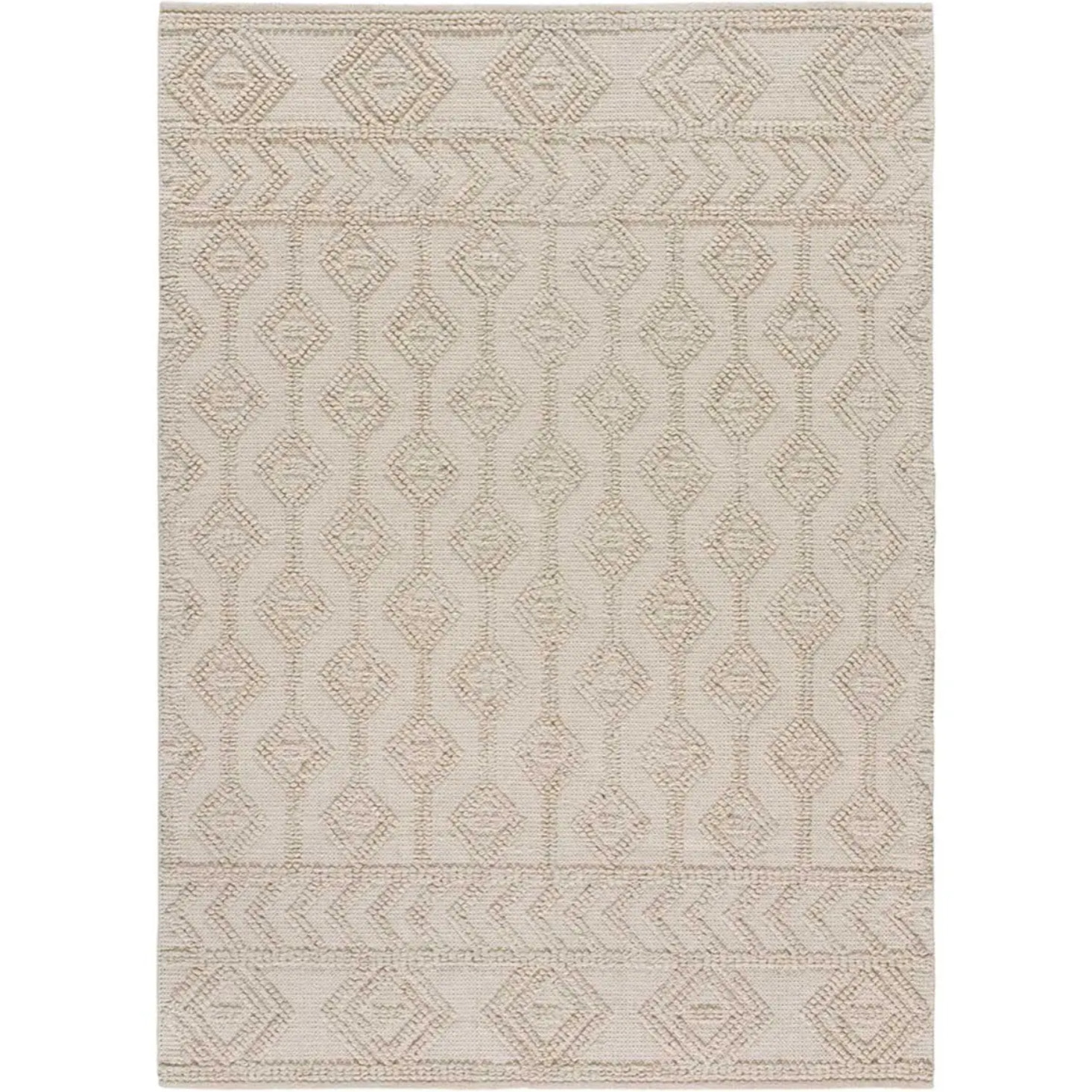 PAMUK Alfombra étnica algodón reciclado con relieve en crema, varias medidas disponibles
