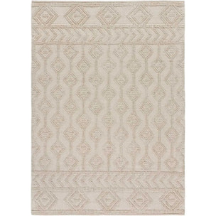 PAMUK Alfombra étnica algodón reciclado con relieve en crema, varias medidas disponibles