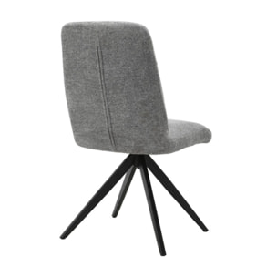 Chaise rotative 360° capitonnée en tissu et pieds métal - 3 coloris - LILA