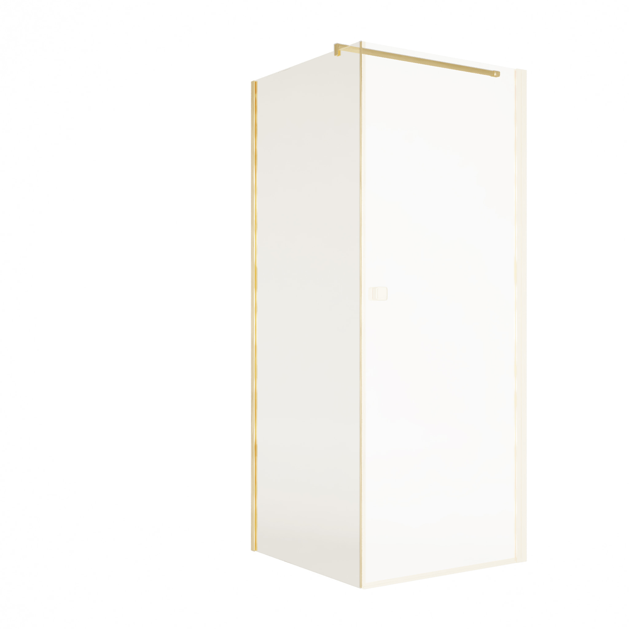 Retour pour Porte de Douche 80x195cm Verre Trempe 8mm Anticalcaire - Alu Or Brosse - GOLD ELEMENTARY