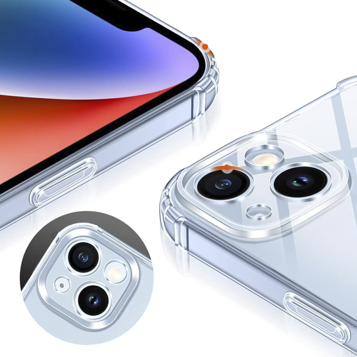 DAM Custodia antiurto  Transparent Armor con bordi rinforzati e protezione fotocamera per iPhone 14 Plus 8,09x1,06x16,36 Cm. Colore trasparente