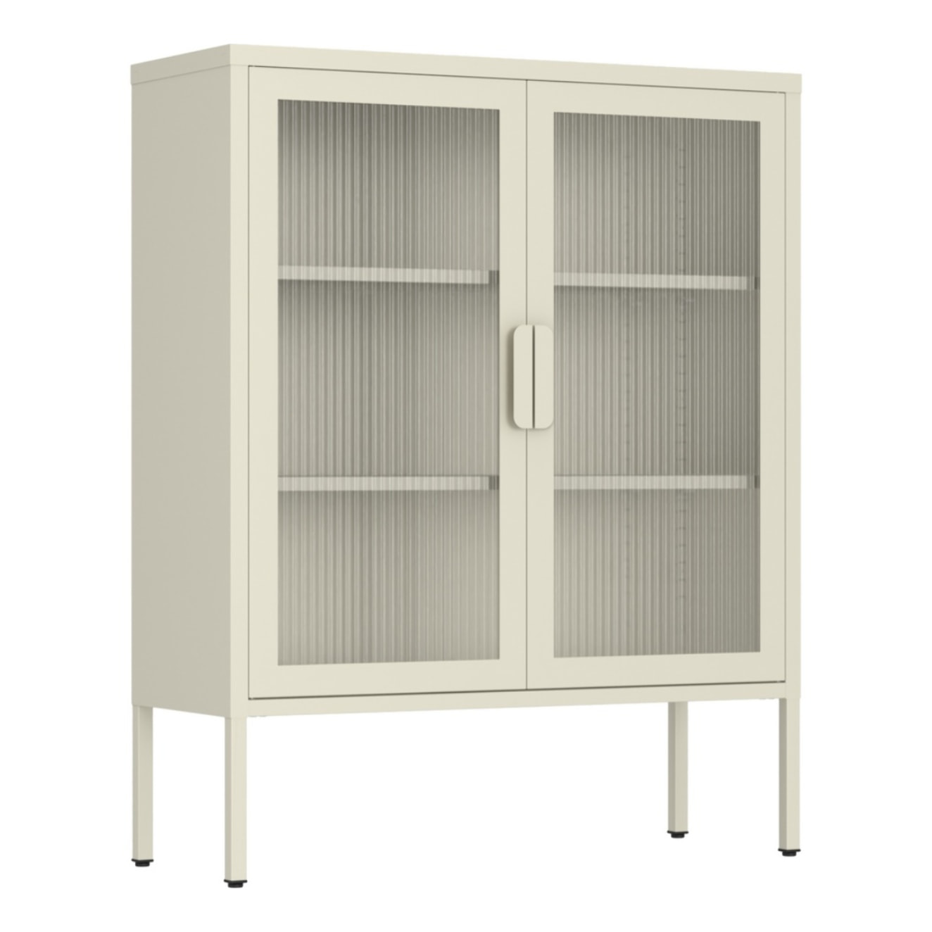 Vetrina in metallo 2 ante con ripiani 80x38x100h cm avorio - Pop