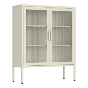 Vetrina in metallo 2 ante con ripiani 80x38x100h cm avorio - Pop
