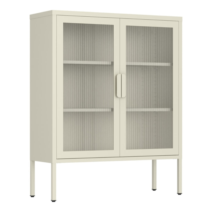 Vetrina in metallo 2 ante con ripiani 80x38x100h cm avorio - Pop