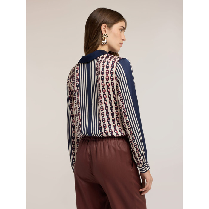 Motivi - Camicia in raso con stampa - Blu