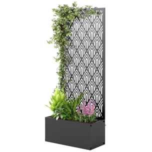 Jardinière avec treillis haut design graphique - jardinière métal époxy noir