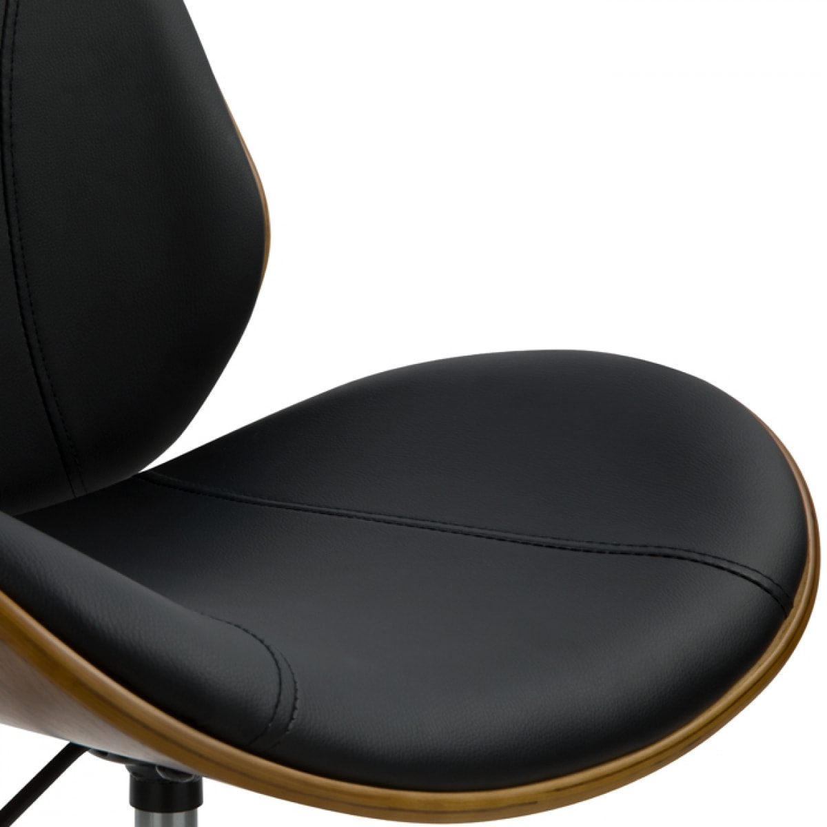 Chaise de bureau pivotante en bois en PU noir - Archie