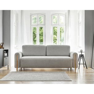 Glendale - canapé droit 3 places - convertible avec coffre - en tissu bouclette - Gris