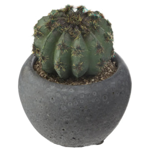 Cactus artificiel pot ciment H11,5cm