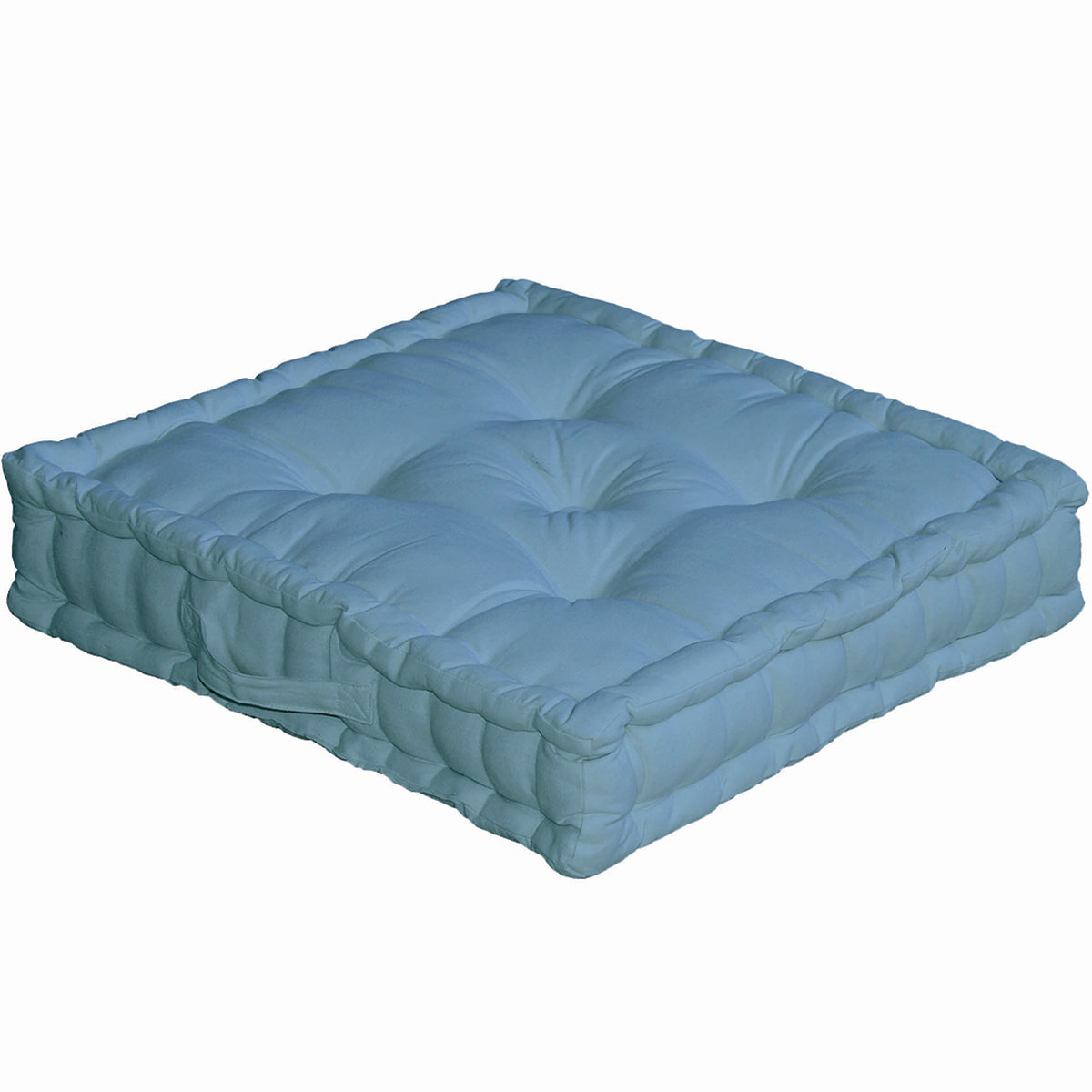 Coussin de sol uni en pur coton - Turquoise