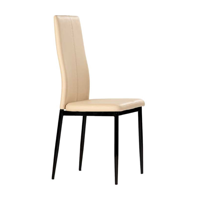 Set de 4 sillas – Polipiel capuchino y metal negro