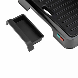 Parrilla eléctrica grill JATA JEGR1124 con placas rayadas (23 x 14,5 cm) antiadherentes. 1000 W