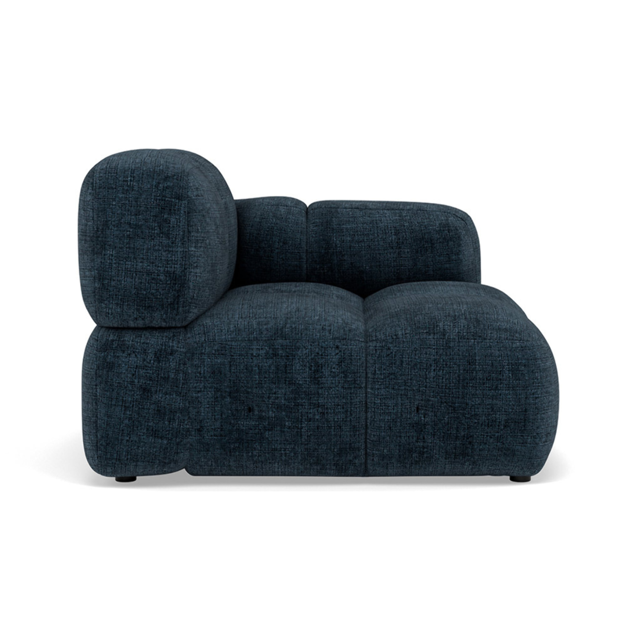 Grace - module d'assise droit en velours texturé - Bleu