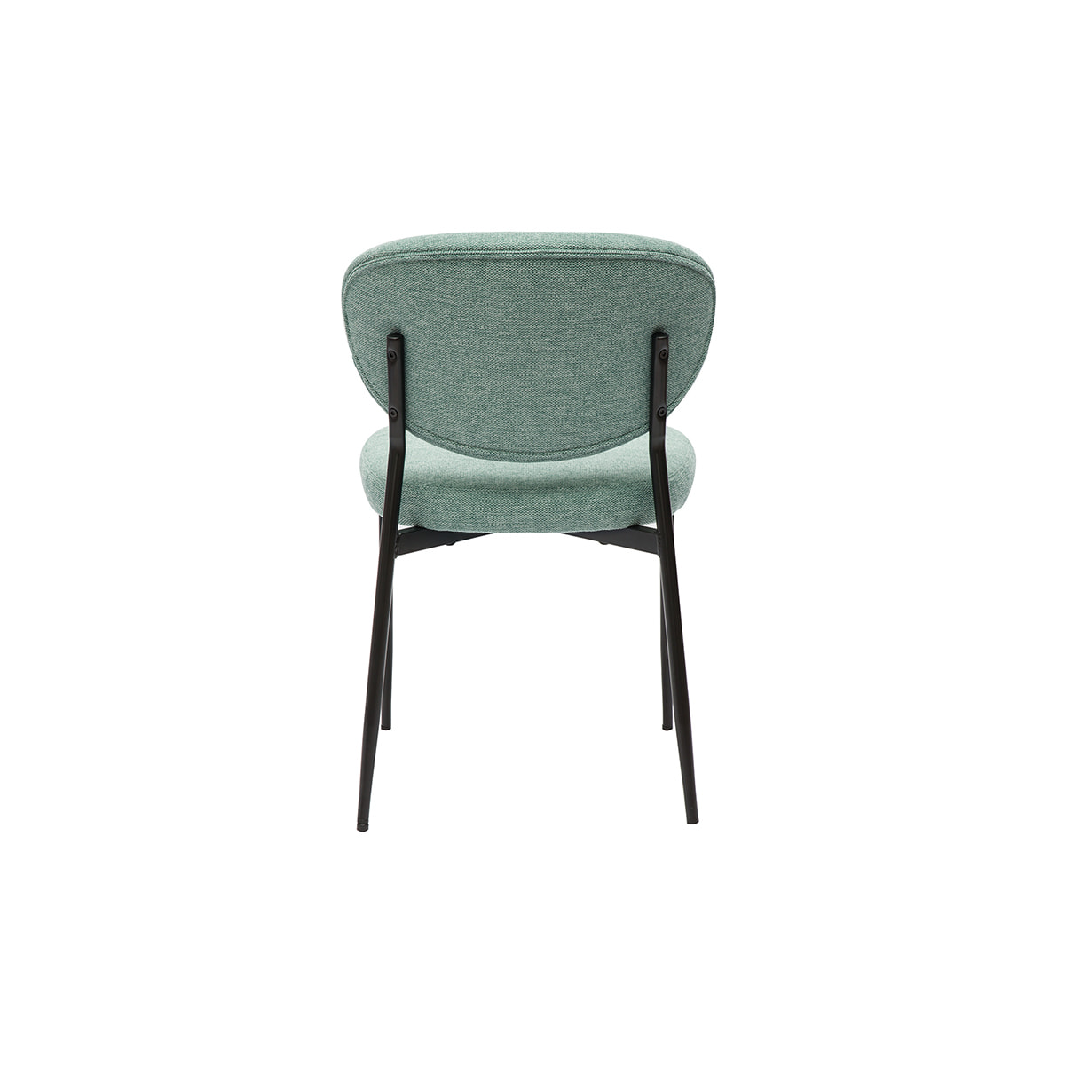 Chaises en tissu effet velours texturé vert céladon et métal noir (lot de 2) BREKA