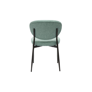 Chaises en tissu effet velours texturé vert céladon et métal noir (lot de 2) BREKA