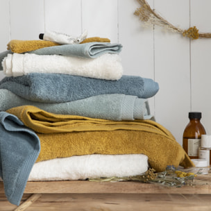 Serviette invitée unie en coton, AQUA, Jaune Safran
