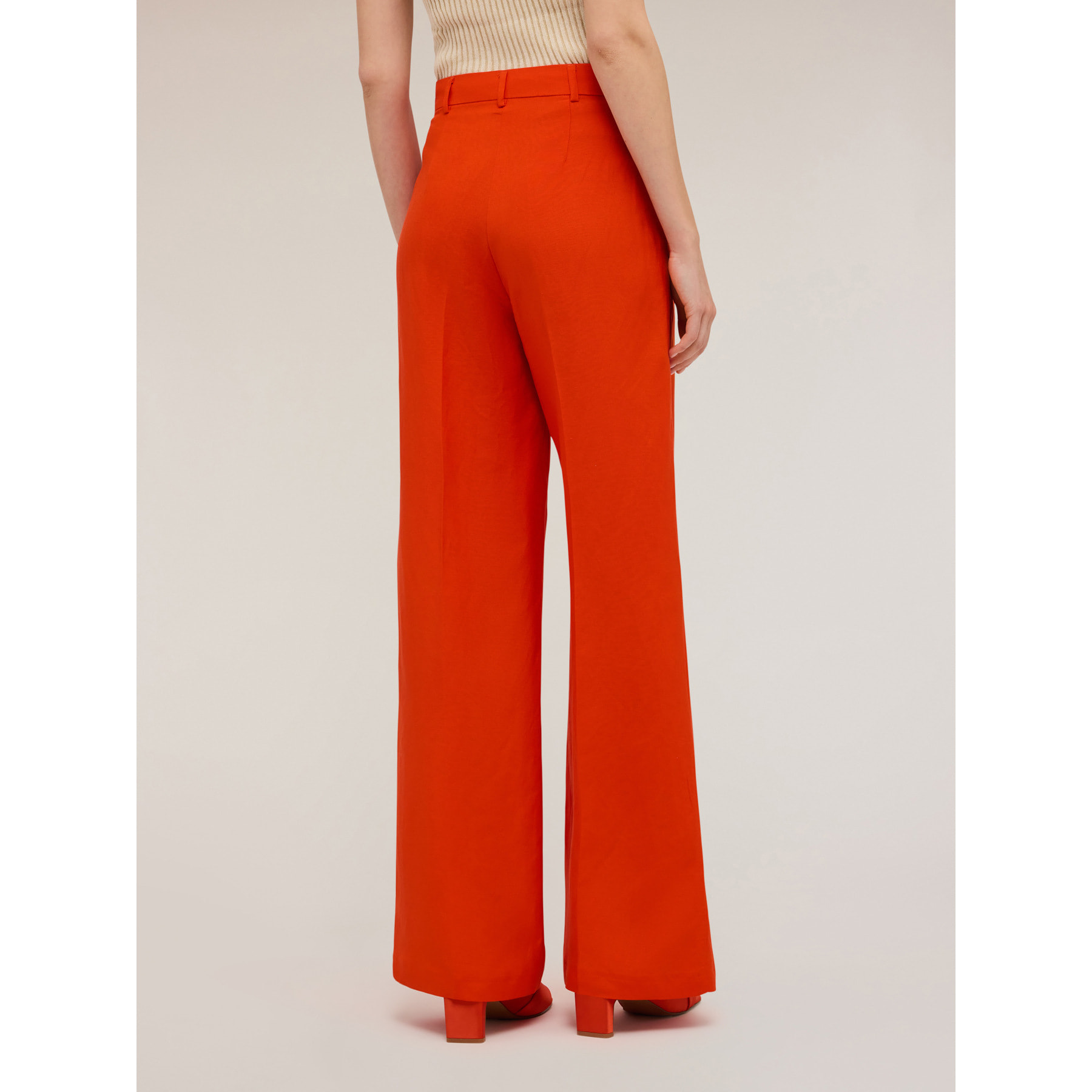 Motivi - Pantalones de pierna ancha mezcla de lino - Rojo