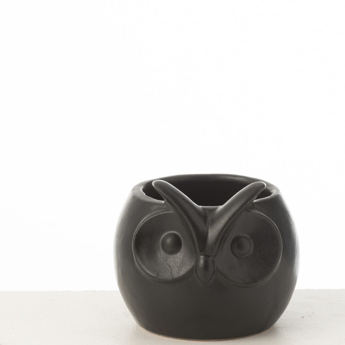 J-Line cachepot Hibou - porcelaine - noir - small