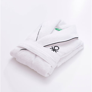 Albornoz l/xl 420gsm 100% algodón con logo bordado blanco core benetton