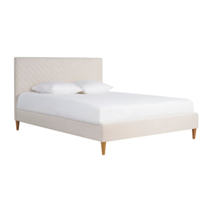 Lit 2 places 160x200 en tissu beige SIDONIE