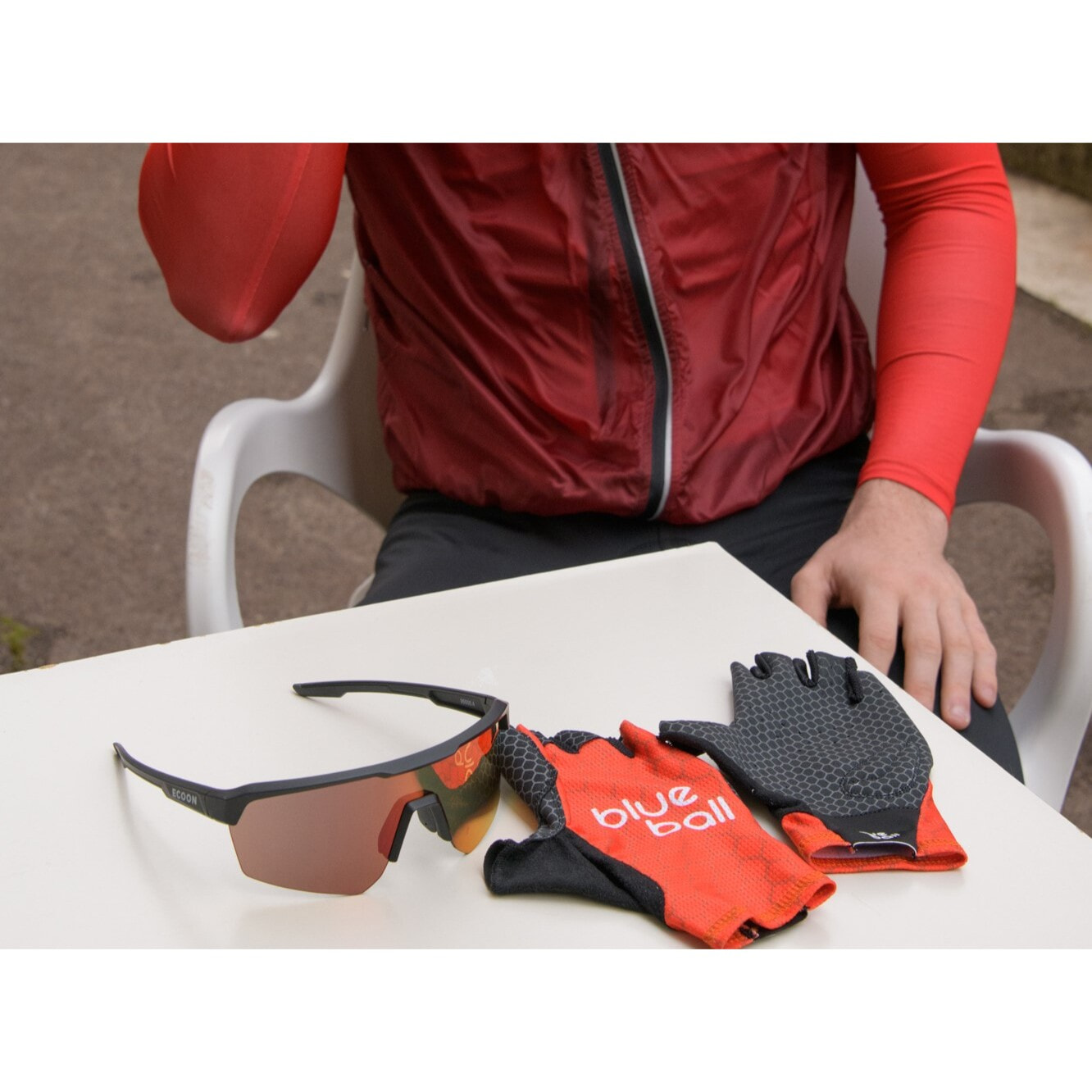 Guantes cortos de ciclismo unisex BLUEBALL Pavé Grip - Rojo