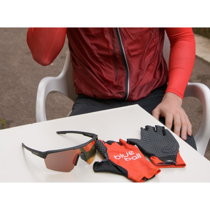 Guantes cortos de ciclismo unisex BLUEBALL Pavé Grip - Rojo