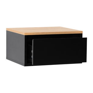 Mesita de noche flotante Desi 1 cajón color Negro/Roble