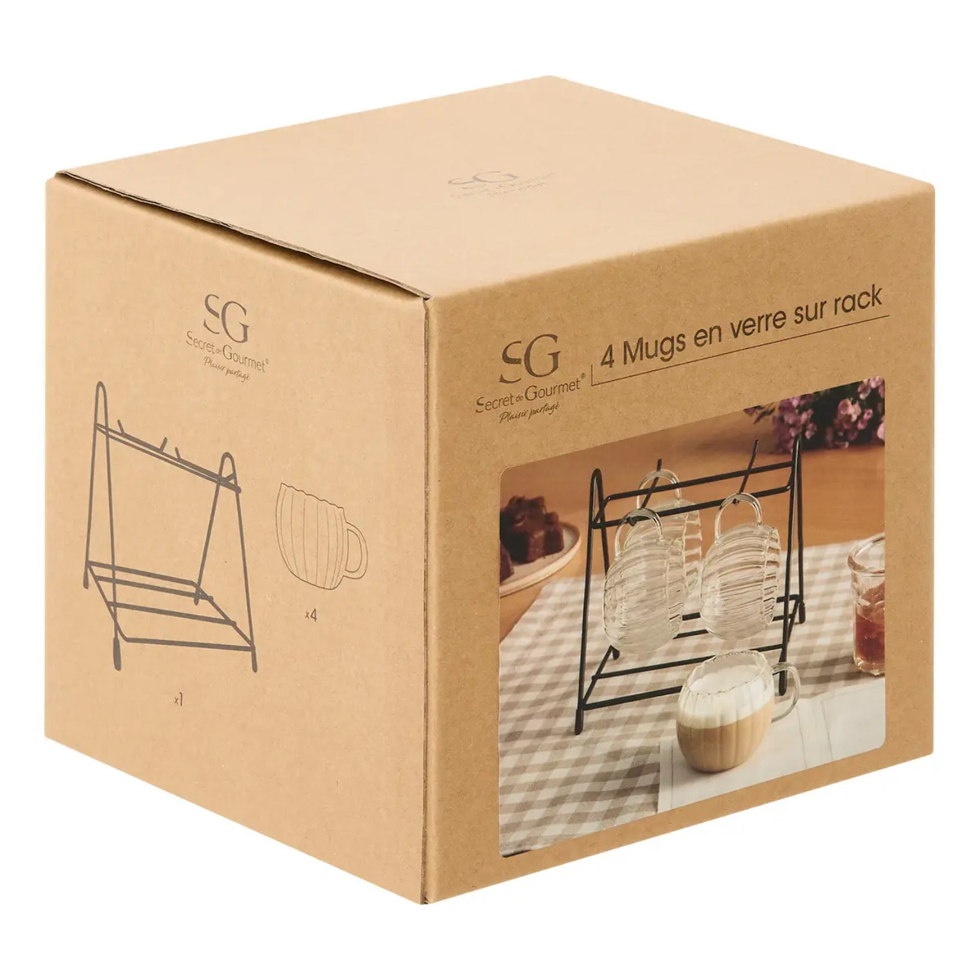 Rack 4 mugs Pumpkin transparent L17xp15xH15,8cm