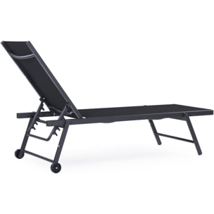 Lot de 2 bains de soleil textilène aluminium "Jolia" - Gris foncé / Noir