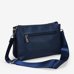 Bolso bandolera azul con bordado y monedero
