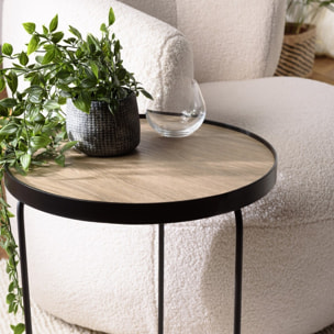 JULIA - Table d'appoint ronde 40x40cm mocha pieds asymétriques métal