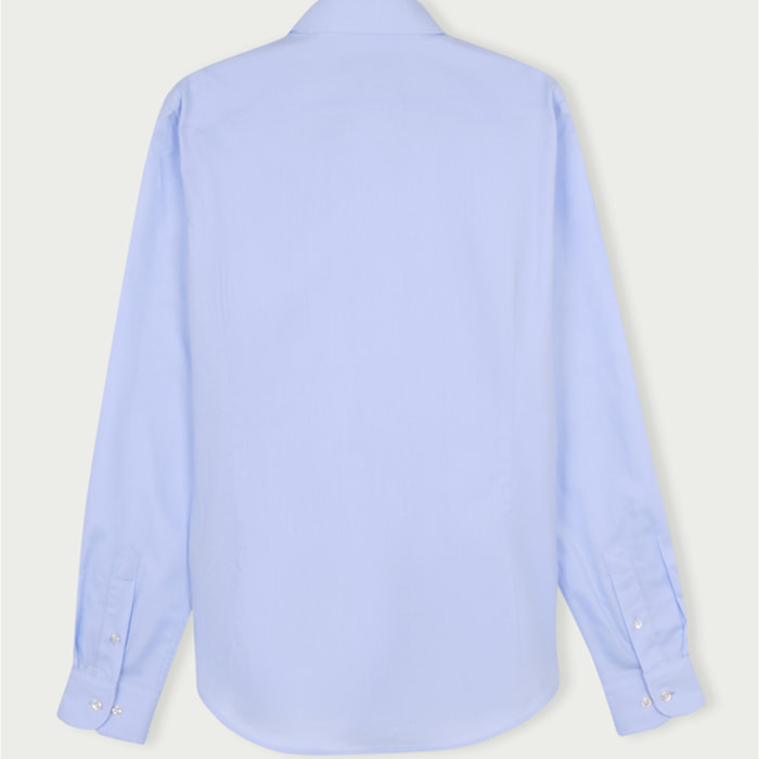 Camicia Uomo 1 Bottone Italiano Slim Oxford unito Celeste