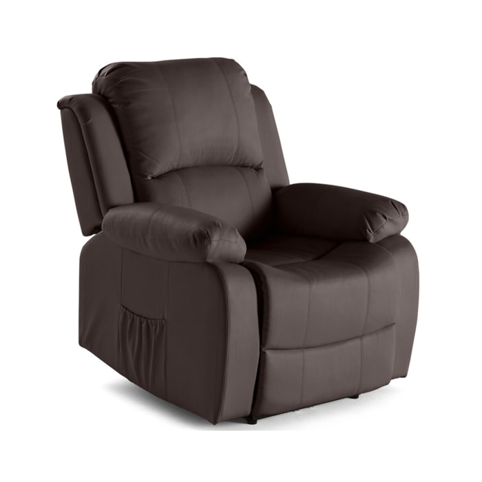 Armand - fauteuil relax électrique en simili - Marron