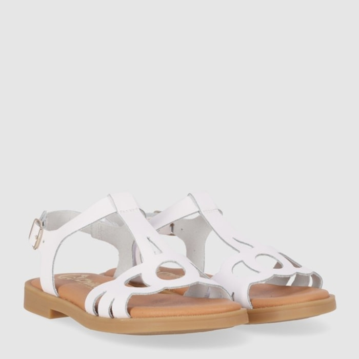 Sandalias de Piel - Blanco - Tacón: Bajo