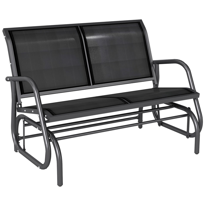 Outsunny Banco Balancín tipo Silla Oscilante de Jardín o Patio con 2 Plazas 120x70x85 cm Carga 200kg Metal y Tela Texteline