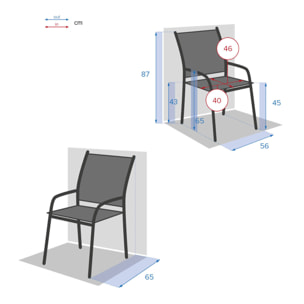 Fauteuil de jardin empilable "Piazza" lin & tonka en aluminium traité époxy