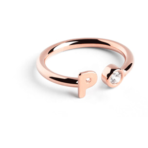 Anillo Personalizado Letter Spark Plata Baño Oro Rosa