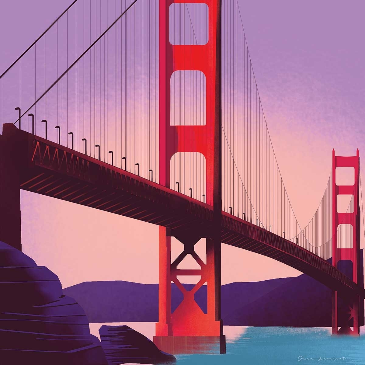 Affiche ville Le pont de San Francisco Affiche sous cadre bois