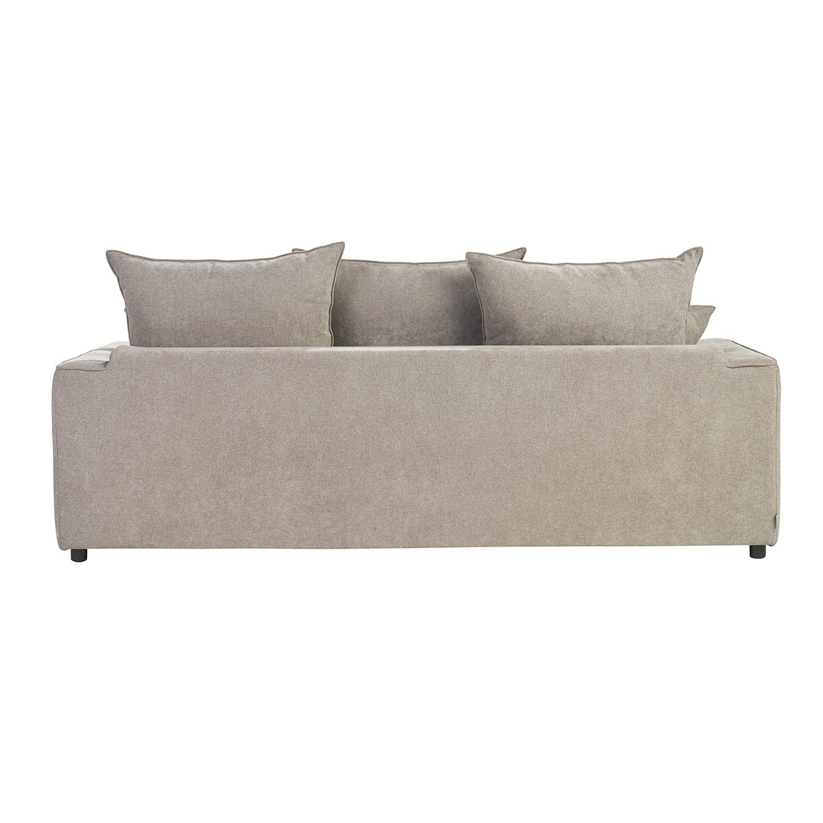 Canapé convertible 3 places en tissu effet velours taupe avec matelas 12 cm ARMAND