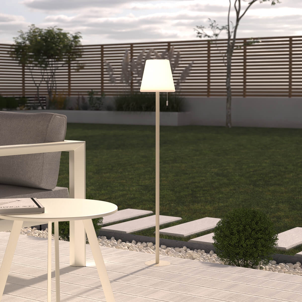 Lampadaire d extérieur led "Zack" blanc H108cm