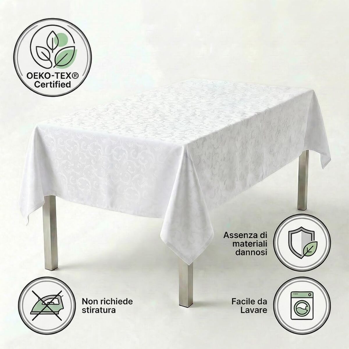 Tovaglia antimacchia impermeabile in poliestere resistente, ideale per uso quotidiano e occasioni, protegge da liquidi e sporco, facile da pulire, pratica e durevole, design elegante per cucina e sala da pranzo