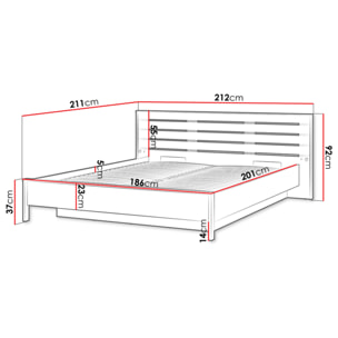 Kimi - lit coffre - 180x200 cm - sommier et port USB inclus - Beige / Noir