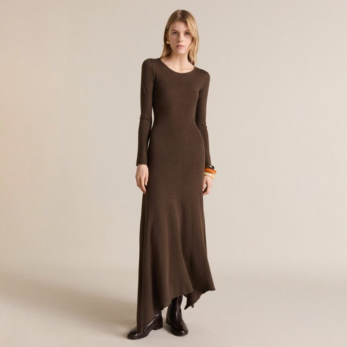 Vestido punto bajo asimétrico Demure - caramelo