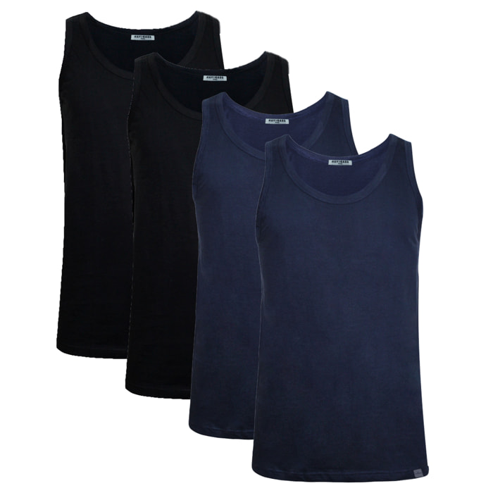 Canotta in 100% Cotone Navigare Art.811 Conf. 4 pz Ass (2 Nero 2 Blu)